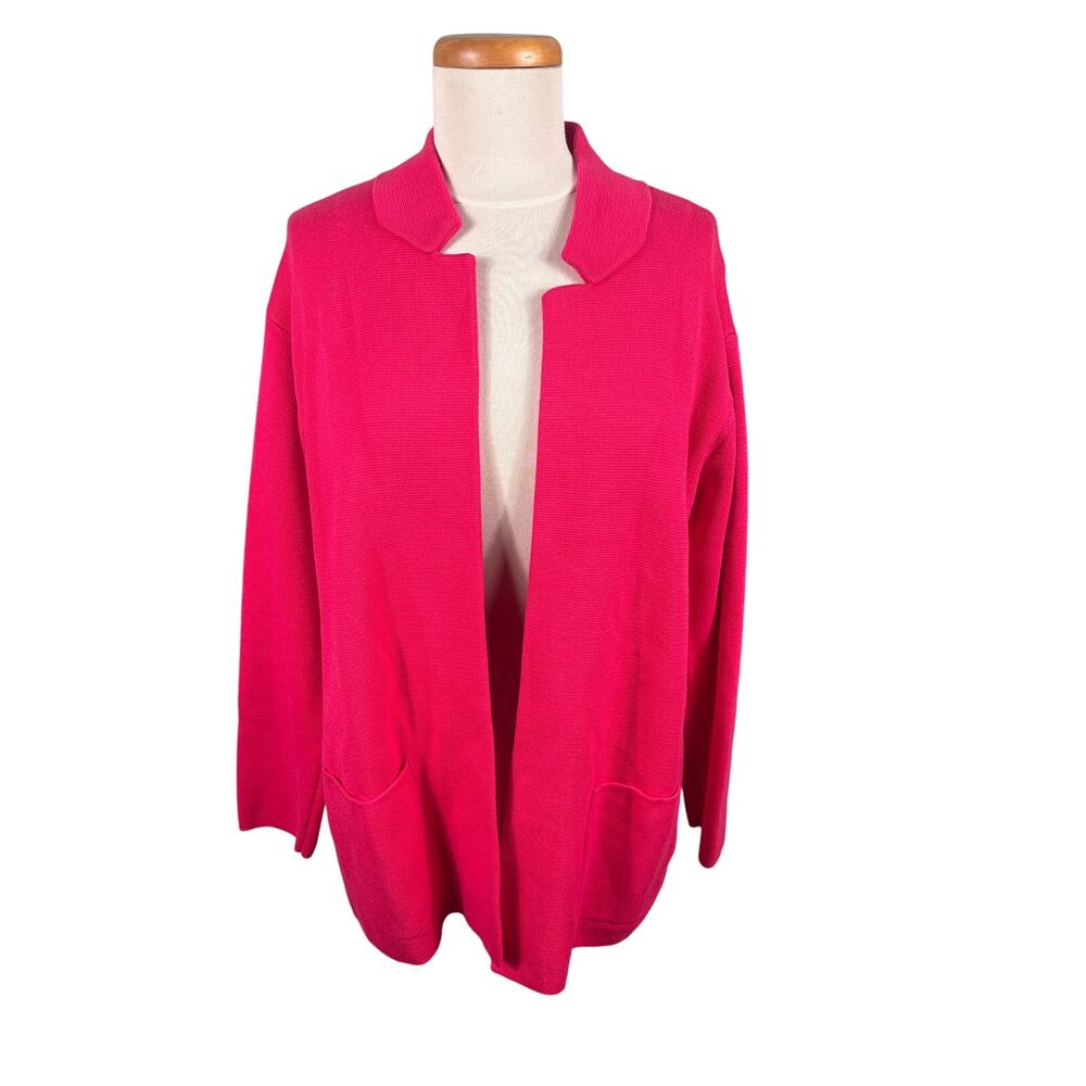 Talbots Petite Women's Size Medium Pink Knit Notch Collar Heavy Cardigan Jacket